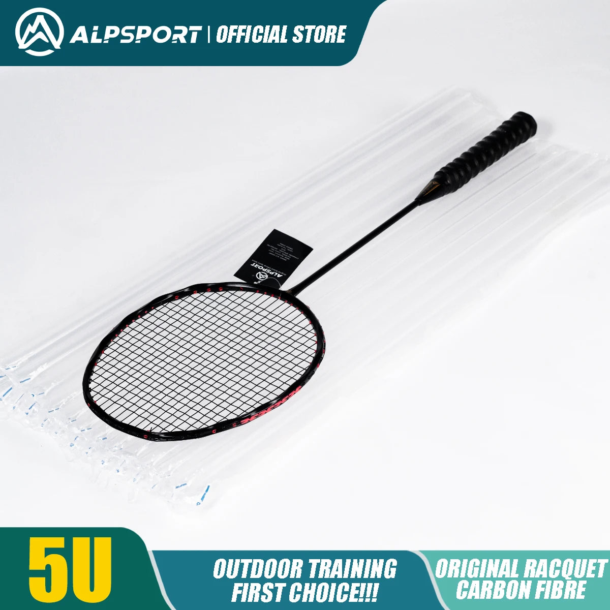 Alpsport MH-V5 5U 75g Wave Legal Original Max 38lbs 100%Full Carbon Fiber Torsion Frame Badminton Racket Novice Professional
