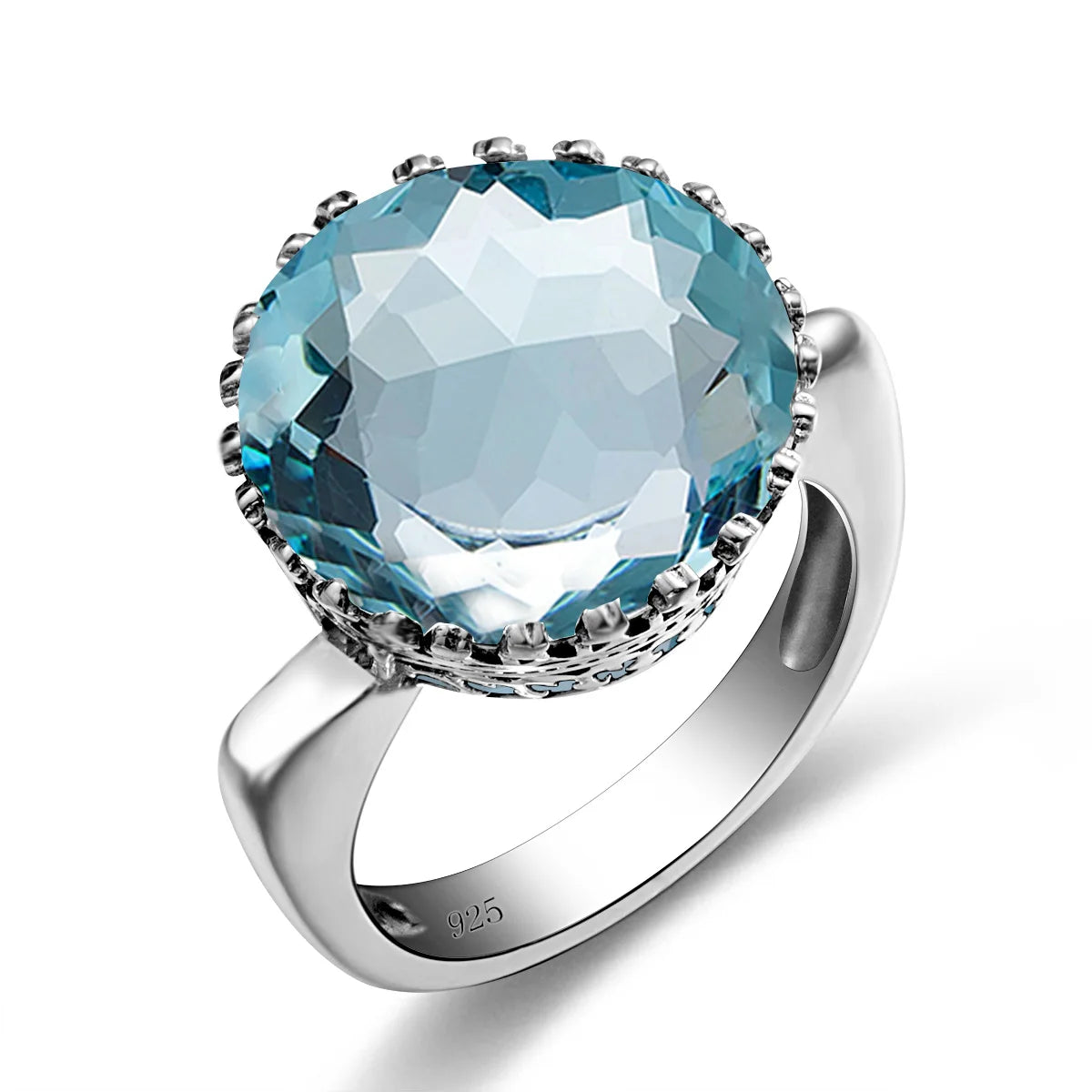 Szjinao Round Cut 16*16mm Garnet Ring Women Massive Genuine 925 Sterling Silver Vintage Large Wide Silver 925 Women's Jewellry F
