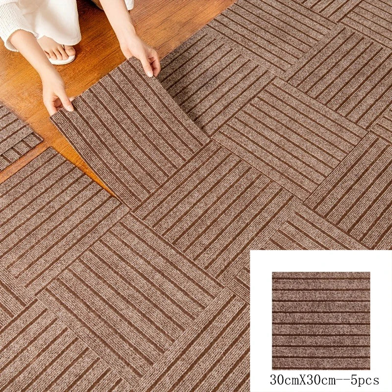 DIY 30x30cm Modern Stripes Bedroom Living Room Study Room Rug Carpet Office Can Be Spread Floor Mat Self-adhesive Anti Slip