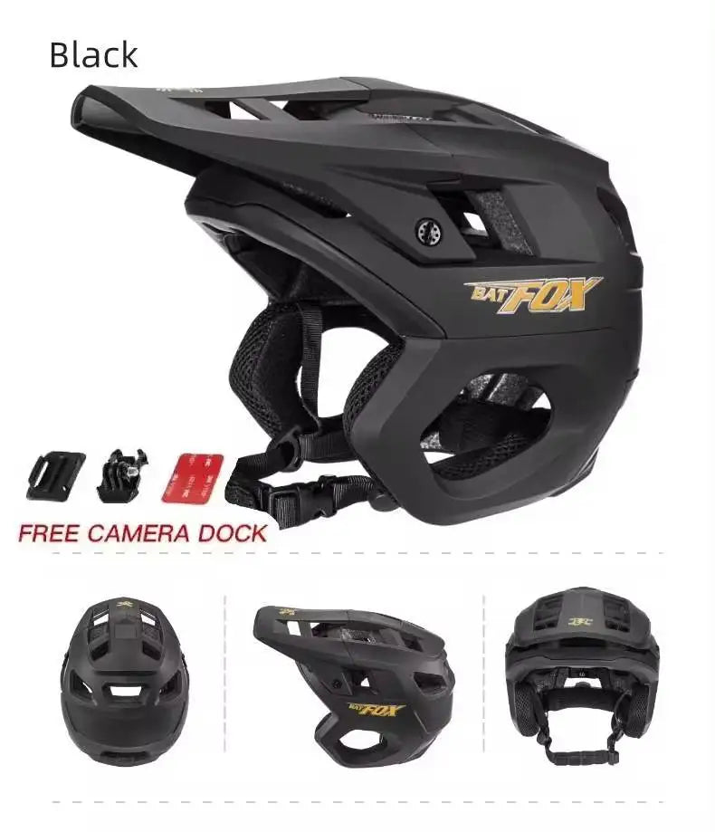 BATFOX New 3/4 Bicycle Helmet Mtb Half Helmet Mountain Bike Race Integrated Ear Protection Off-Road Cycling Helmet BMX Armor
