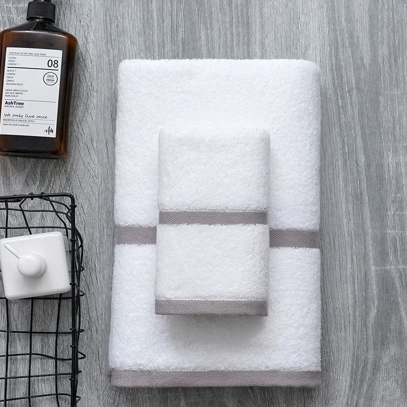 Luxury Thick Cotton Hotel Towels in White for Spa, Resort, and Home Use