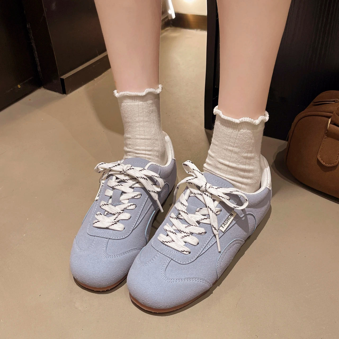 Women's Sneakers 2024 New Genuine Leather Ladies Moral Training Shoes Casual Spring Flat Shoes Women