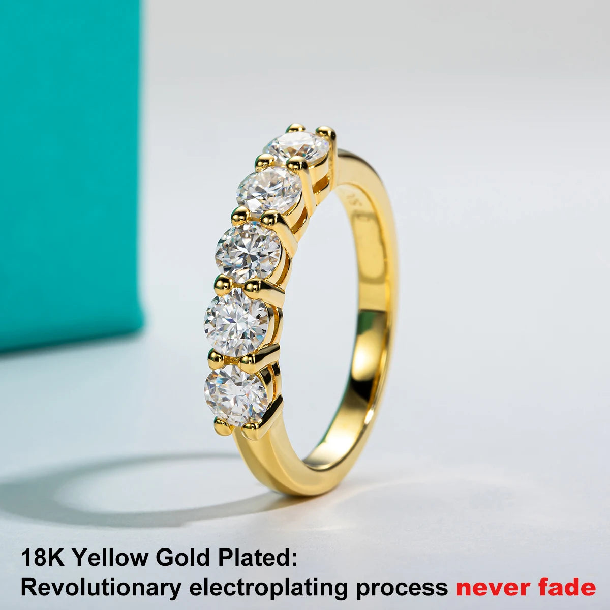 AnuJewel 4mm D Color Moissanite Wedding Band Ring 925 Sterling Silver 18K Gold Plated Eternity Band Engagament Rings Wholesale