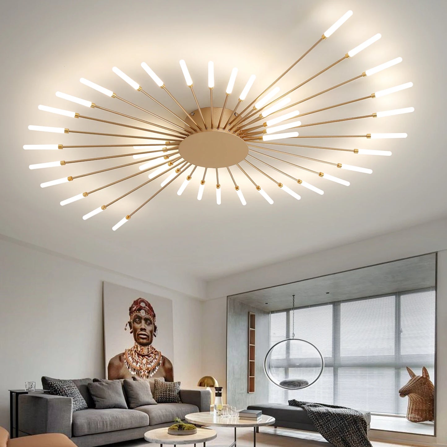 Modern LED Ceiling Light for Living Room Lamp Bedroom Ceiling Chandeliers AC 90-260V Gold Black Home Decoration Light Fixture
