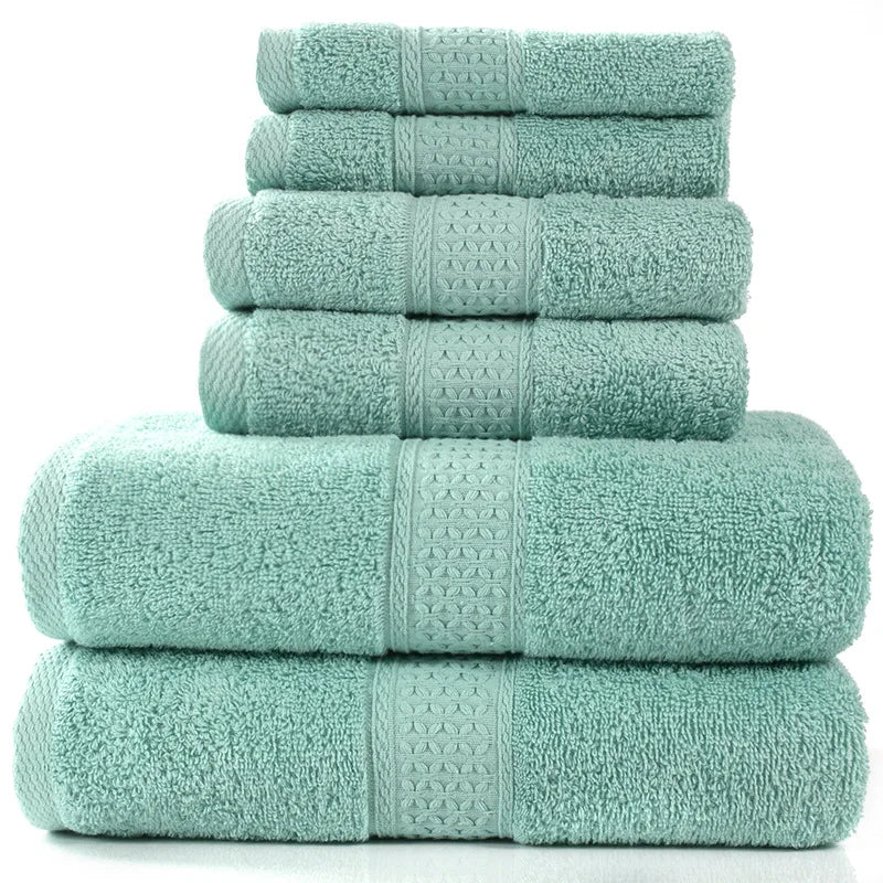 6PCS / 3PCS Cotton Towel Set Luxury Lace Embroidered Bath Towel Face Towel Hand Towel Washcloths Quick Dry Terry Towels 17Colors