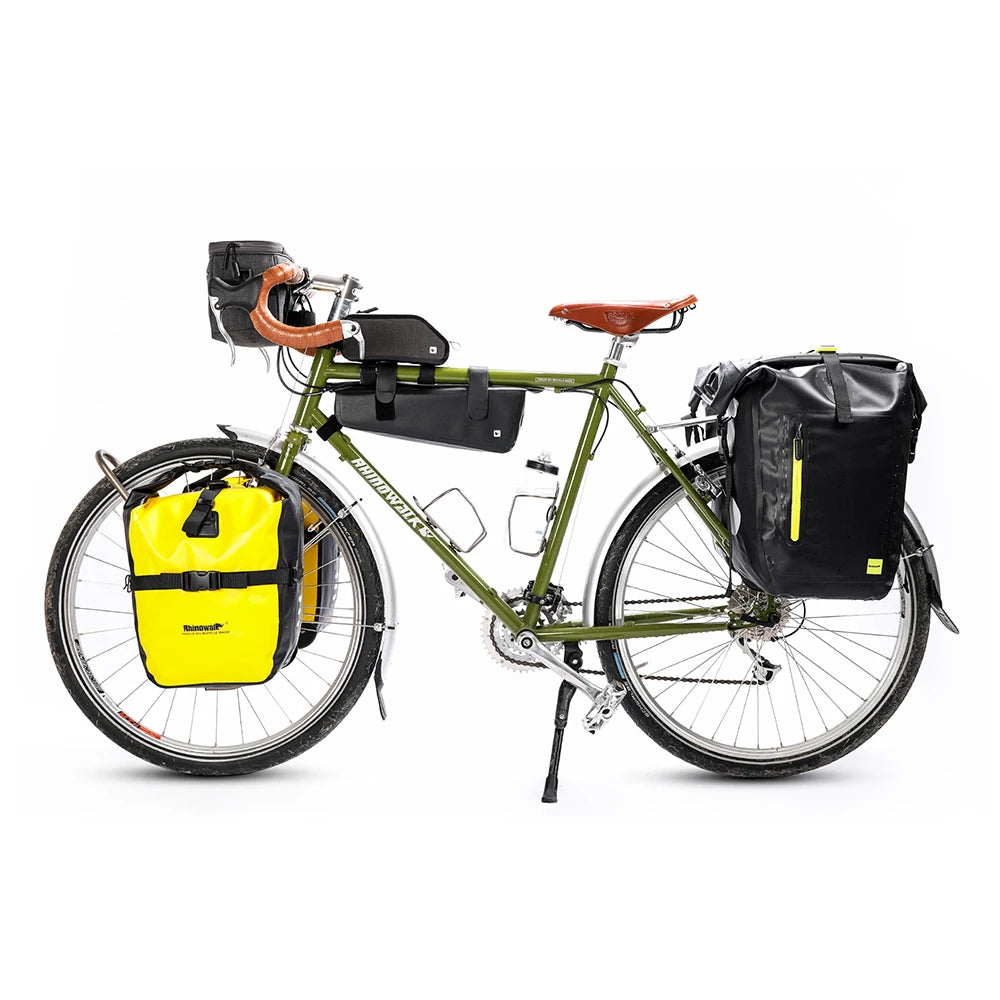 Rhinowalk 2Pcs Double Side Bike Bag 100%Waterproof Bicycle Pannier Saddle Bag 12L-15L Portable Road Bike Back Seat Bag Luggage
