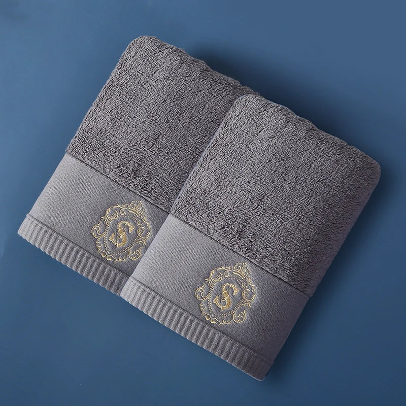 2PCS Luxury Hotel Towel Cotton High Quality Embroiderd Face Bath Towels Bathroom Soft Feel Highly Absorbent Shower Multi-color
