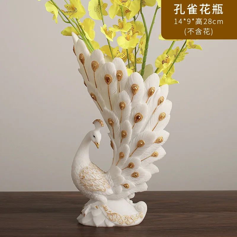 Nordic Modern Art Peacock Decorative Vase Ornament for Living Room TV Cabinet Homestay Model Room Display Home Decor