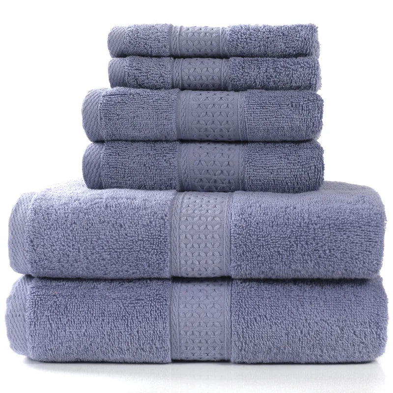 6PCS / 3PCS Cotton Towel Set Luxury Lace Embroidered Bath Towel Face Towel Hand Towel Washcloths Quick Dry Terry Towels 17Colors