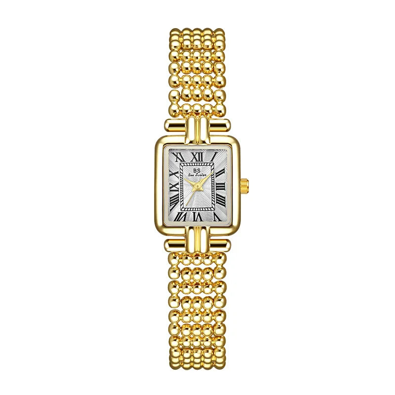 Vintage Watch Women Luxury Gold Square Quartz Watches Ladies Fashion Silver Bracelet Roman Scale Clock Gifts