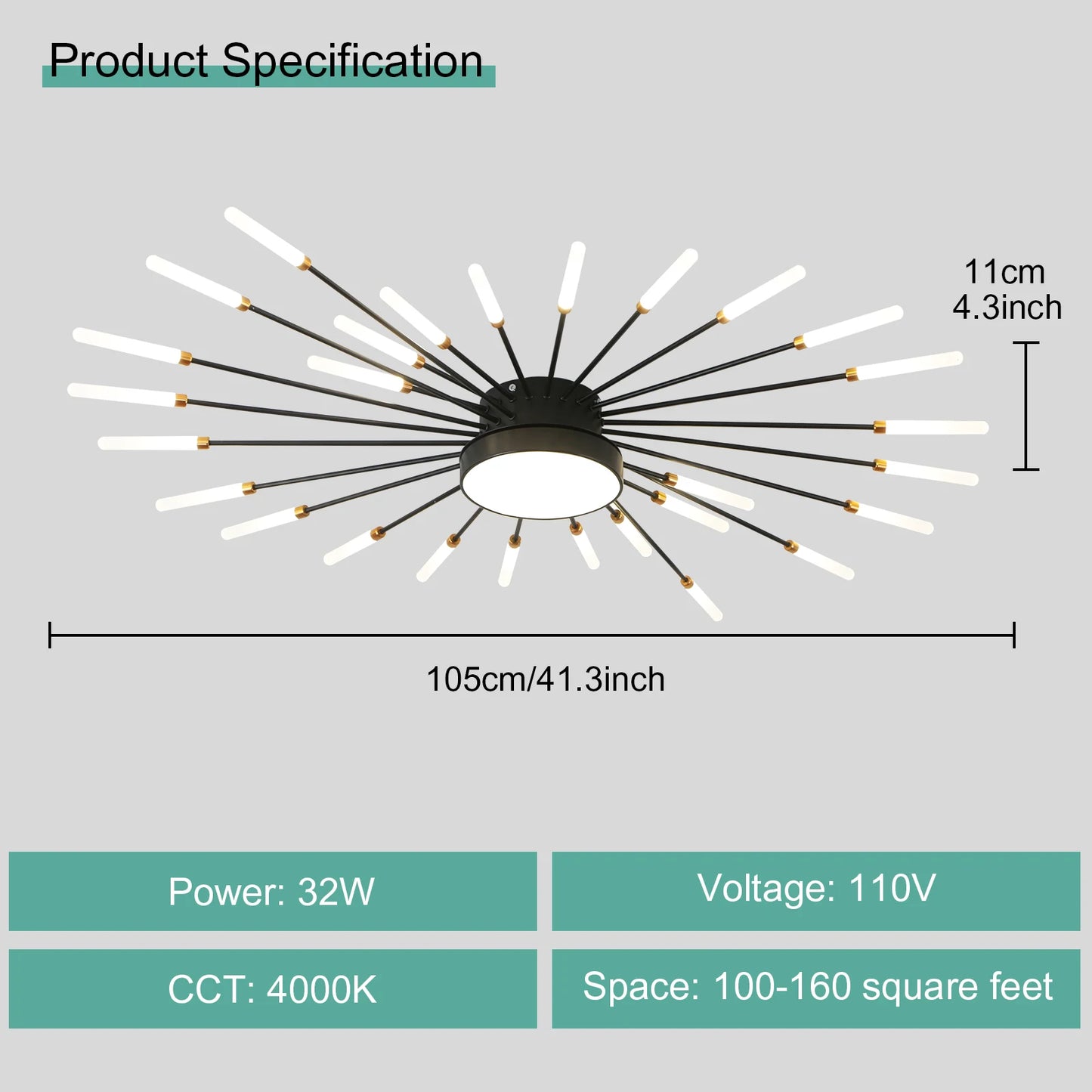 Modern LED Ceiling Light for Living Room Lamp Bedroom Ceiling Chandeliers AC 90-260V Gold Black Home Decoration Light Fixture