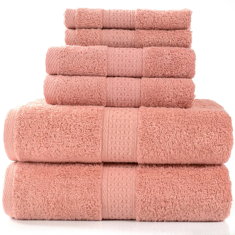 6PCS / 3PCS Cotton Towel Set Luxury Lace Embroidered Bath Towel Face Towel Hand Towel Washcloths Quick Dry Terry Towels 17Colors
