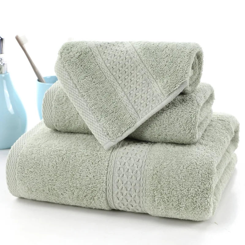6PCS / 3PCS Cotton Towel Set Luxury Lace Embroidered Bath Towel Face Towel Hand Towel Washcloths Quick Dry Terry Towels 17Colors