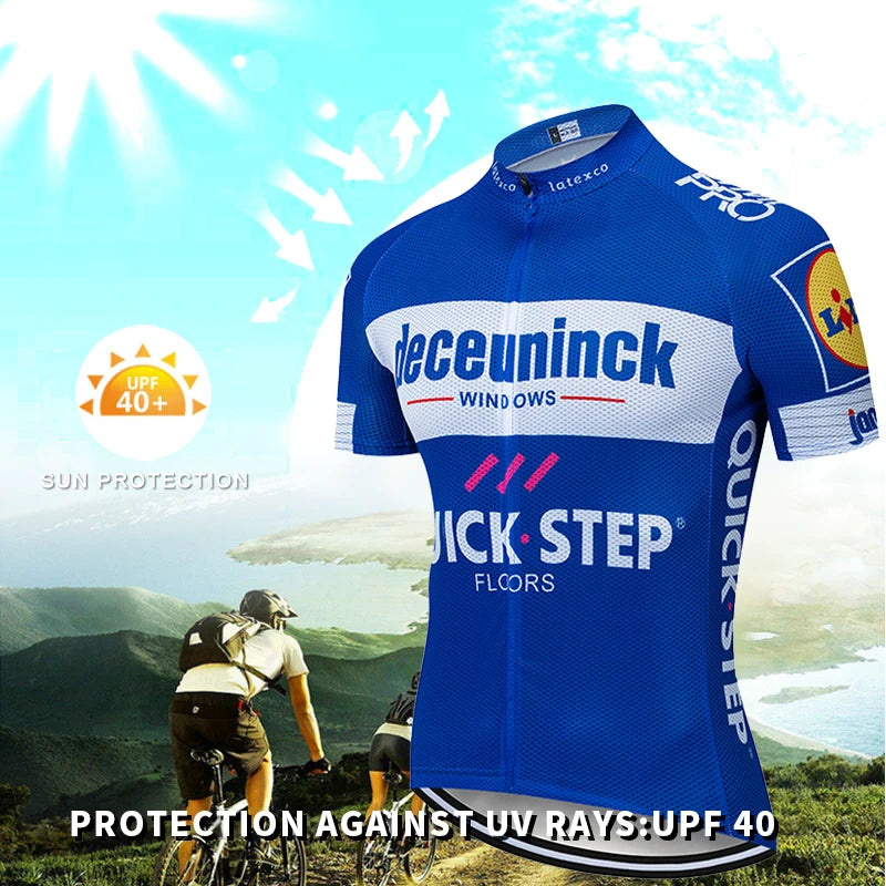 QUICK STEP Team Men's Cycling Jersey Set Summer Cycling Clothing Bike Clothes Uniform Maillot Ropa Ciclismo Hombre Bicycle Suit