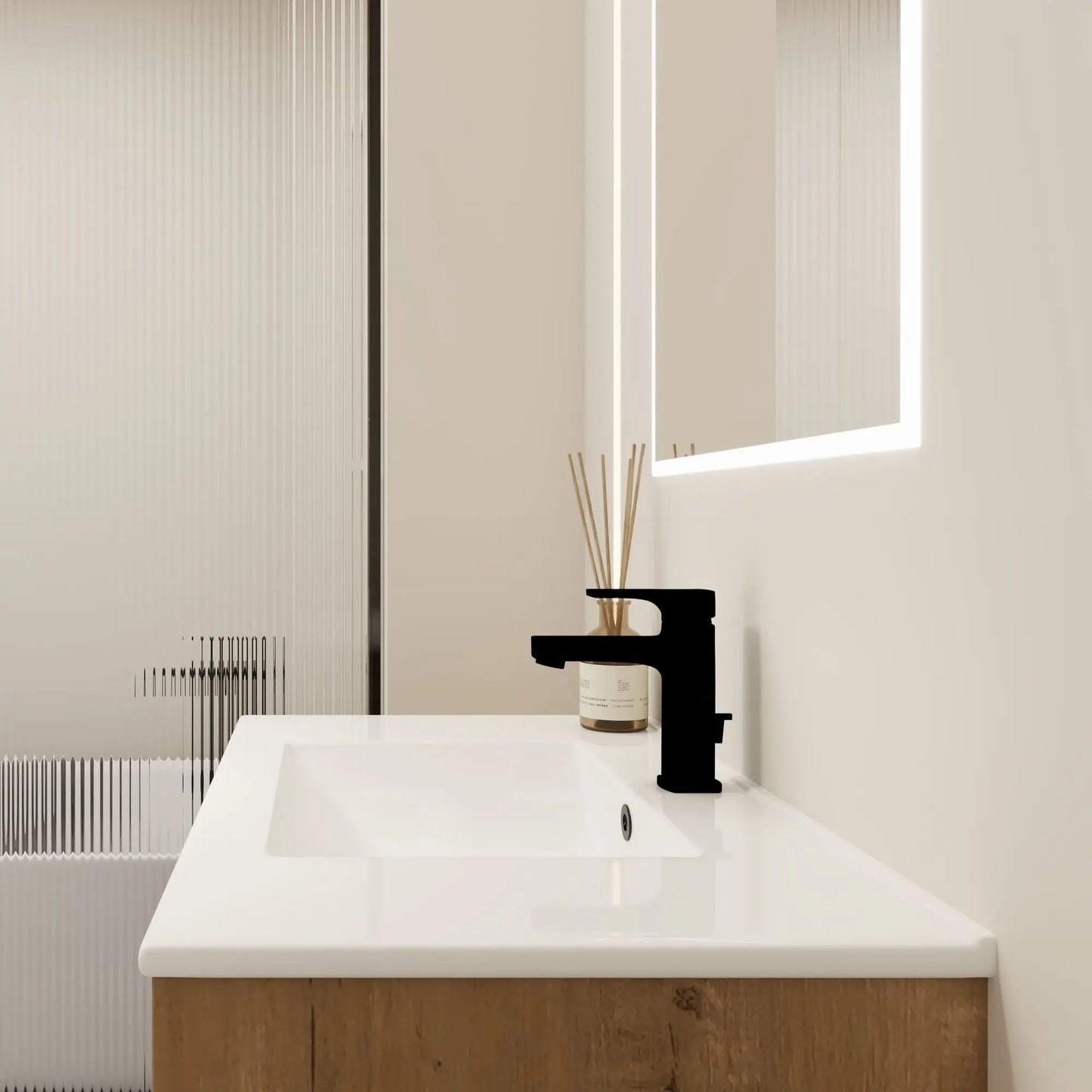 36-Inch Freestanding Bathroom Vanity with White Ceramic Sink & 2 Soft-Close Cabinet Doors