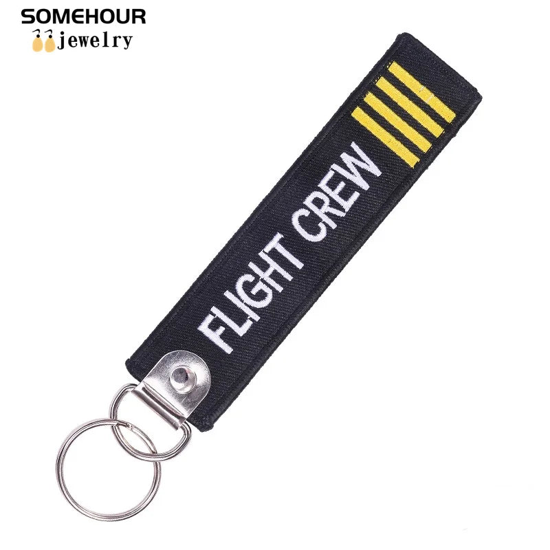 SOMEHOUR Motorcycle Car Embroider KeyChain Stitch Engineer Cpt Pilot Flight Crew Bags Keyrings Luggage Tag Fobs Aviation Gifts