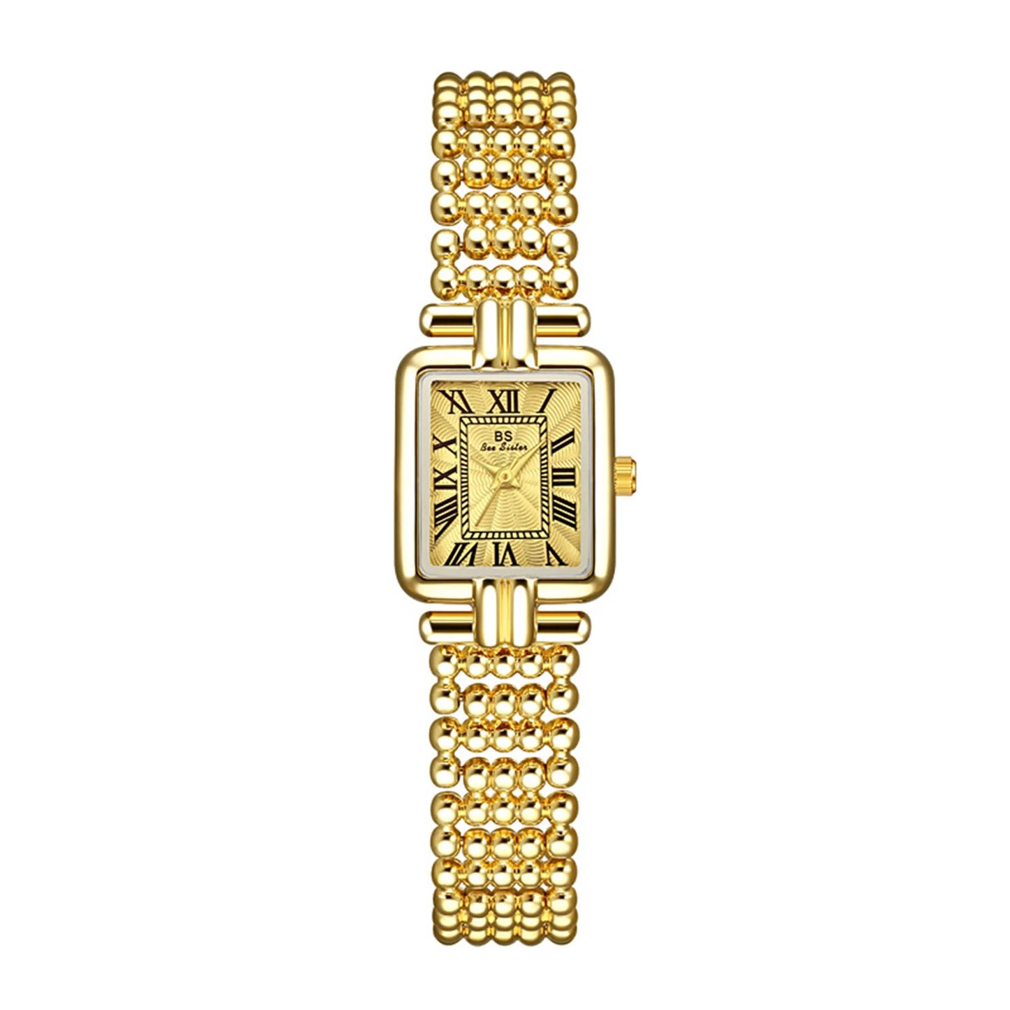 Vintage Watch Women Luxury Gold Square Quartz Watches Ladies Fashion Silver Bracelet Roman Scale Clock Gifts