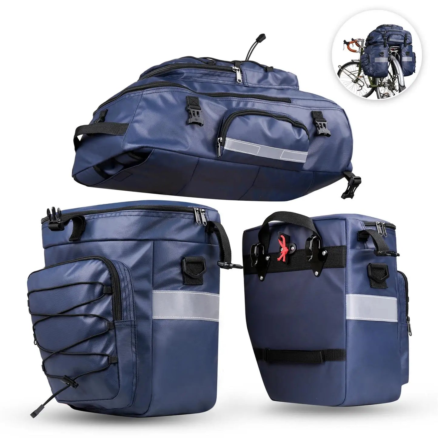 Rhinowalk 3 in1 Bike Pannier Bag 65L Large Capacity Bicycle Rear Rack Bag Waterproof Cycling MTB Double Side Luggage Backpack