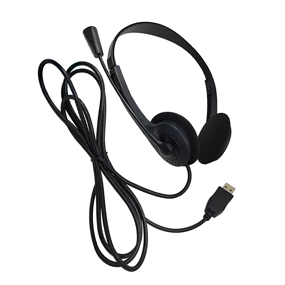 Wired USB Headphones Portable Earphones with Microphone for Laptop PC Call Center Business Headset Noise Reduction Earpieces