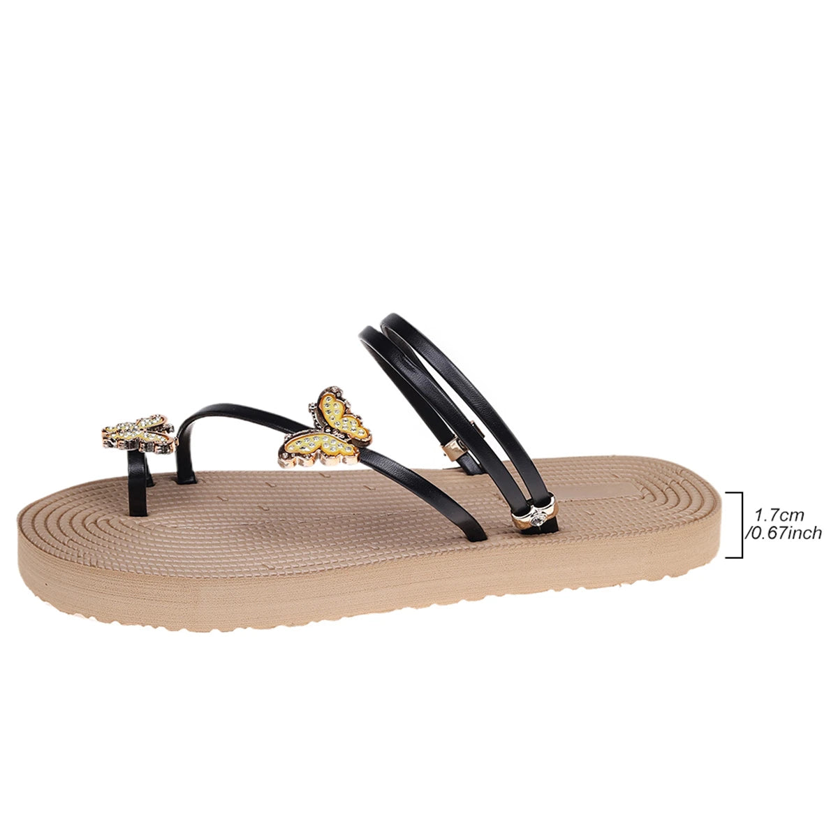 Sandals Women Dressy Women Summer Slip on Casual Open Toe Flat Soft Bottom Butterfly Zapatillas De Mujer Tacon Elegante