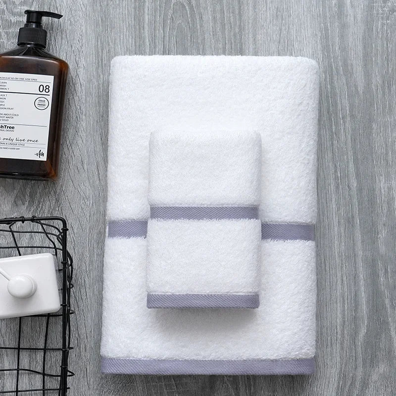 Luxury Thick Cotton Hotel Towels in White for Spa, Resort, and Home Use