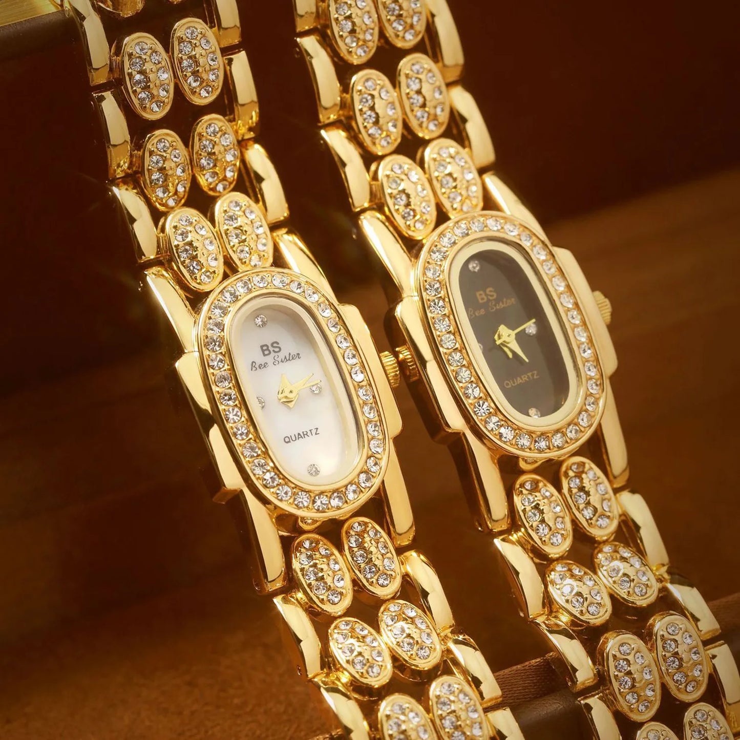 Watches For Ladies Luxury Diamond Quartz Gold Bracelet Wristwatch Women Watch Fashion High Quality Female Clock Rhinestone