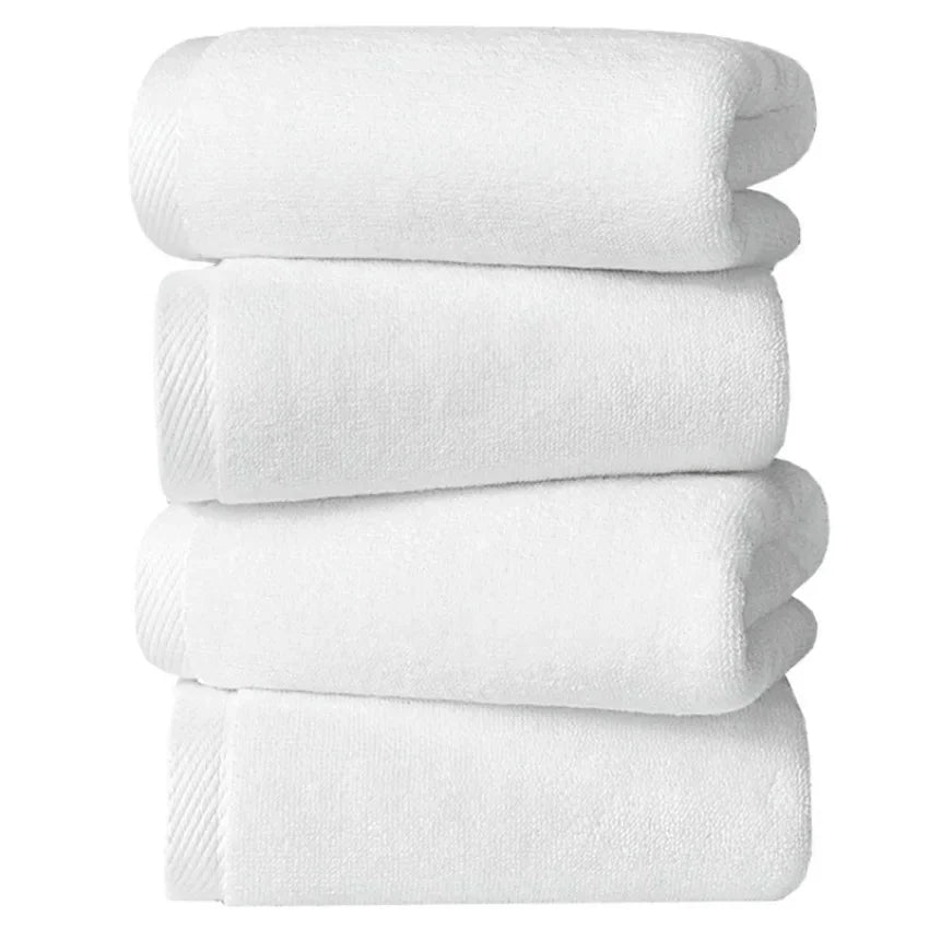 Luxury Thick Cotton Hotel Towels in White for Spa, Resort, and Home Use