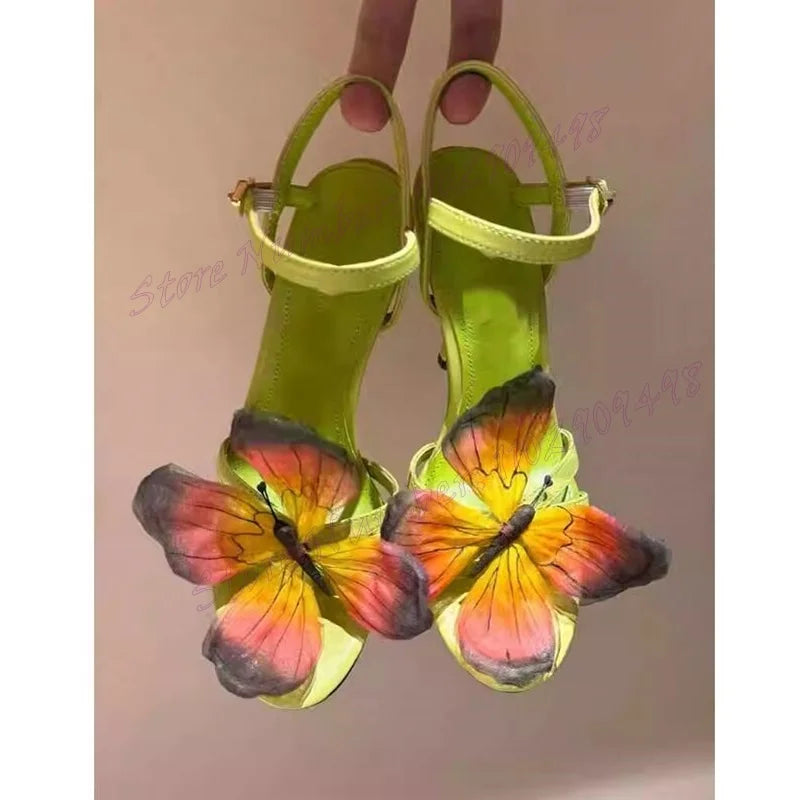 Blue Flower Decor Ankle Buckle Sandals Open Toe Shoes for Women Stilettos High Heels Evening Shoes 2024 Zapatos Para Mujere