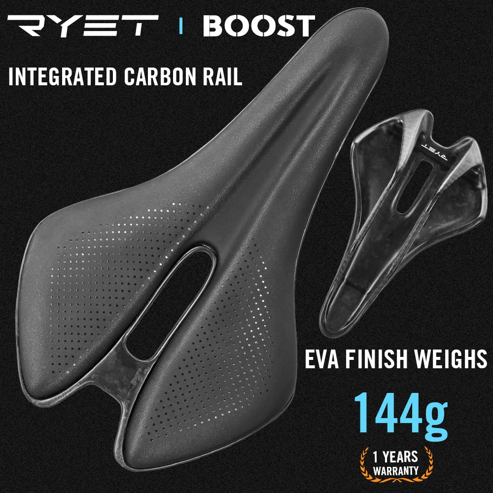 RYET 3D Printed Bike Saddle 144g Full Carbon Bicycle Seating for Road MTB Gravel Cushion For Men Women Cycling Bike Seat Parts