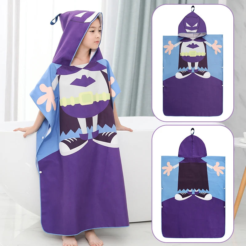 Kids Beach Poncho Towels,Absorbent Quick Dry,Children's Hooded Bathrobe for Boys Girls 3-12Years,Animal Cartoon Swim Bathing Cap