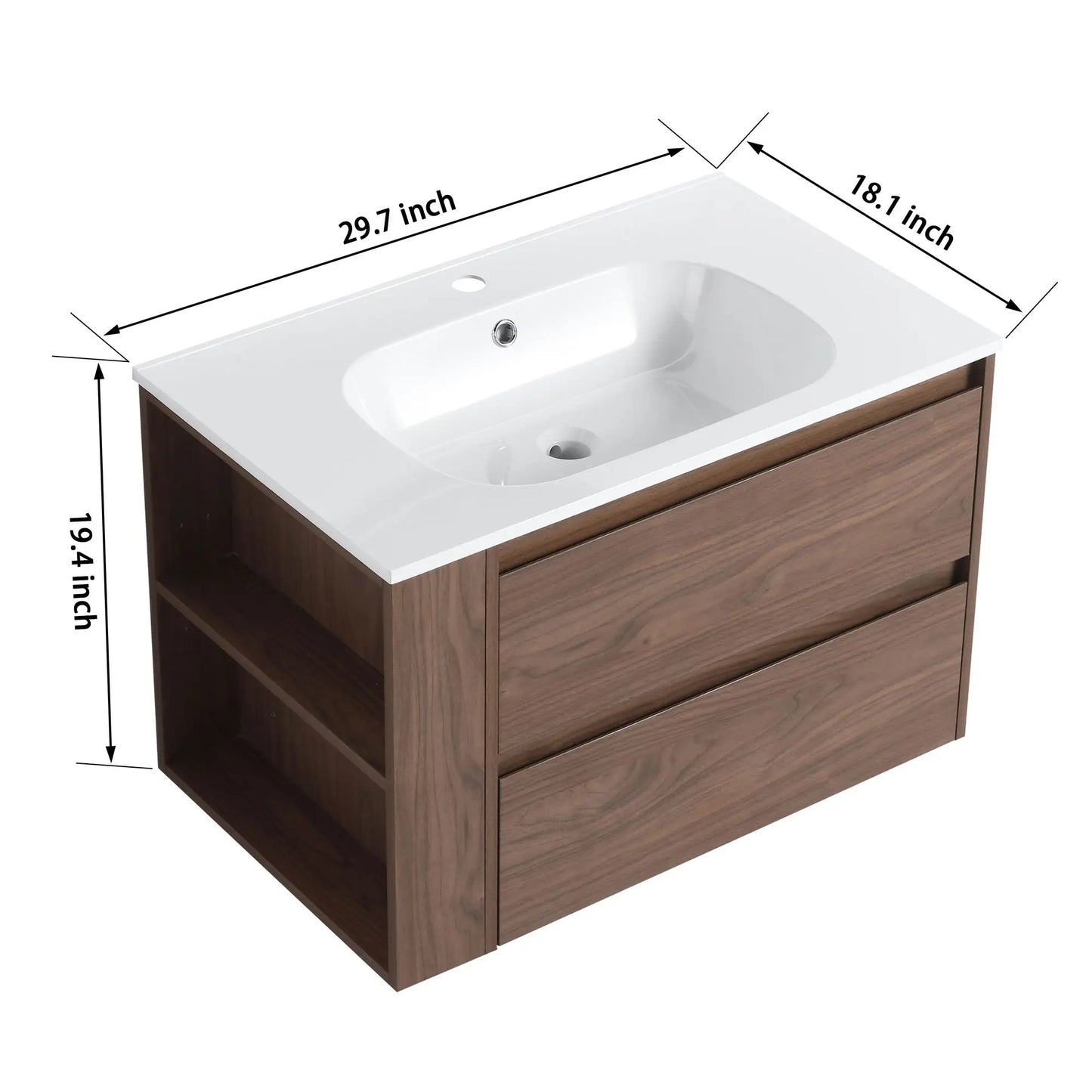 30-Inch Wall-Mounted Bathroom Vanity with Gel Sink Premium Bathroom Vanities Product