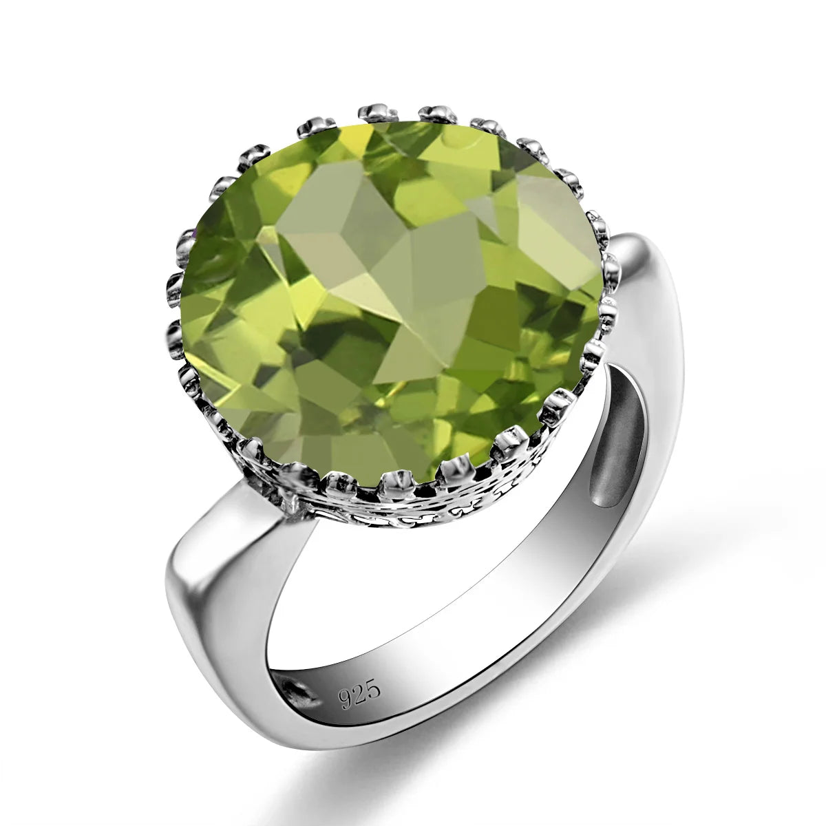 Szjinao Round Cut 16*16mm Garnet Ring Women Massive Genuine 925 Sterling Silver Vintage Large Wide Silver 925 Women's Jewellry F