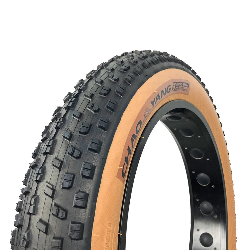 CHAOYANG 20x4.0 100/90-406 Fat Bike Tire 3mm Hippo Skin+ Stab-proof Anti-Slip MTB Beach Electric Bicycle 20PSI Brown Tire H-5176