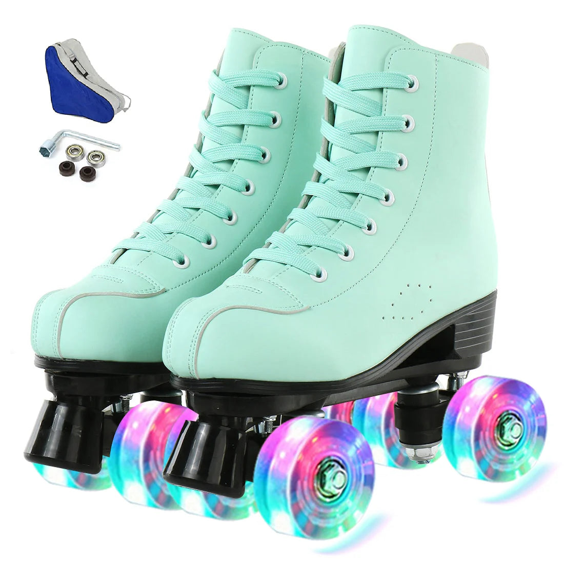 Roller Skate Shoes Size 34-45 4 Wheels Quad Sneakers Skating Pu Leather Sport Beginner Men And Women Roller Skating Shoes Gift