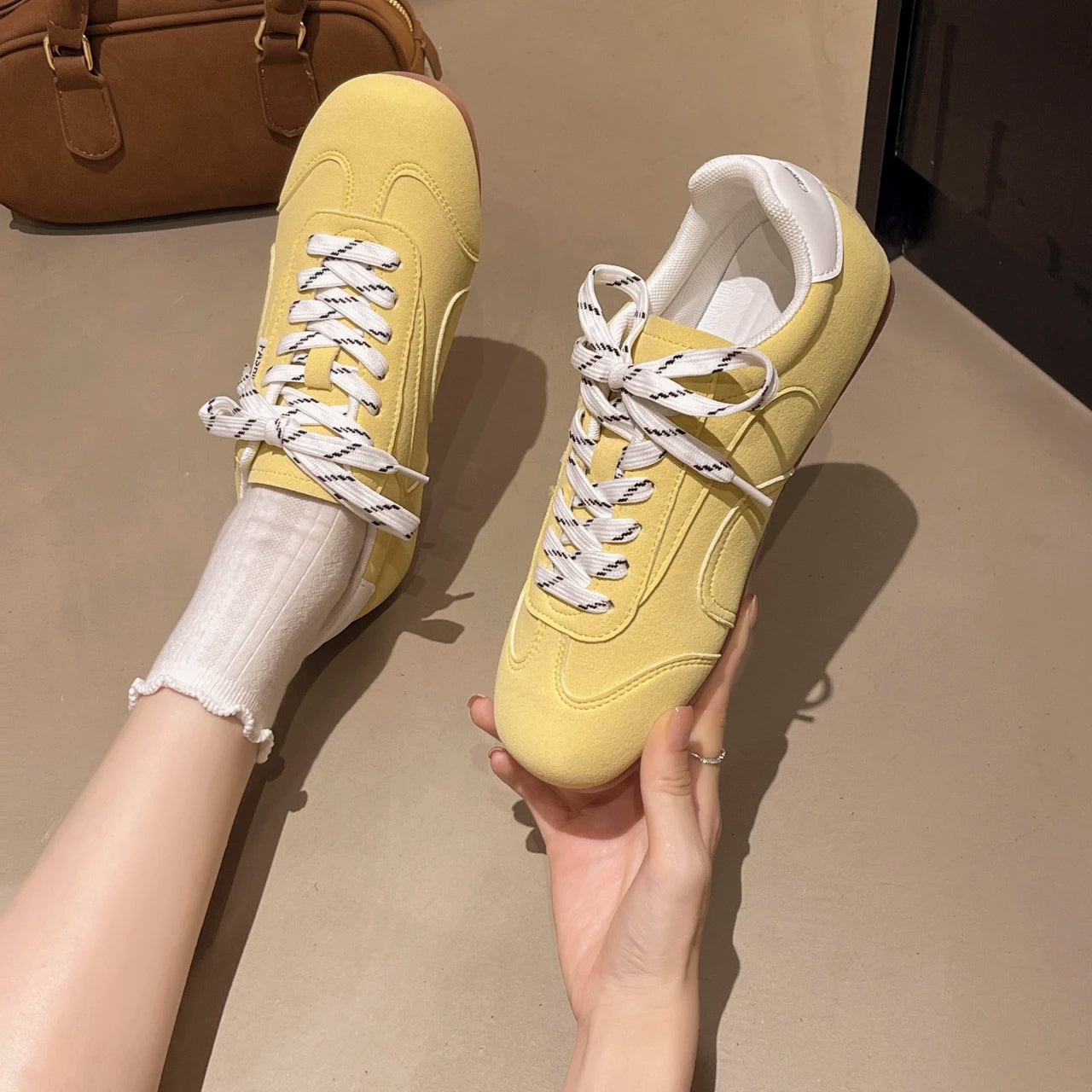 Women's Sneakers 2024 New Genuine Leather Ladies Moral Training Shoes Casual Spring Flat Shoes Women