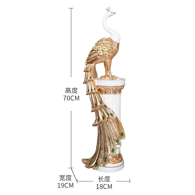 Nordic Room Decor Large Peacock Sculpture Ornament Living Room TV Cabinet Artwork Statue Crafts Gift Home Decoration Accessories