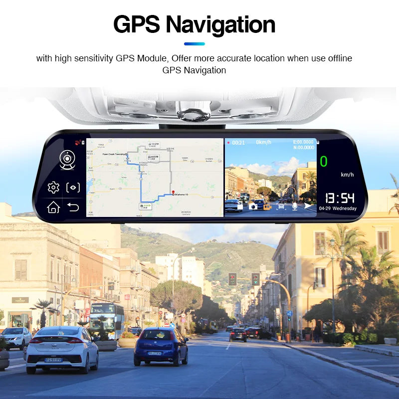 E-ACE 4G Car Dvr 10 Inch Mirror Dash Cam Android 8.1 GPS Navigation Car Camera Auto Recorder ADAS Support 1080P Rear Camera