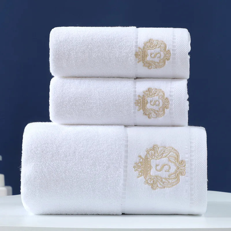 Set of 3 Cotton Bathroom Towels Sets 2pcs Hand Face Towel 35x75cm and 1pcs Big Bath Towels 70X140cm Washcloths Gift Towels 수건 세트