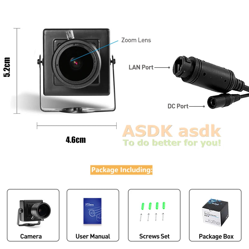 Revotech 5MP IP Camera 2.8-12mm Manual Zoom Lens Indoor Mini Type H.265 POE HD Security CCTV System Video Surveillance Cam