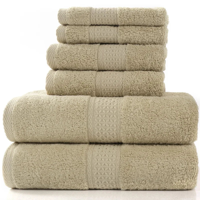 6PCS / 3PCS Cotton Towel Set Luxury Lace Embroidered Bath Towel Face Towel Hand Towel Washcloths Quick Dry Terry Towels 17Colors