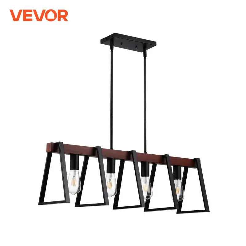 VEVOR 4-Light Kitchen Island Pendant Lights 60W with 2x6'' & 6x12'' Rods Industrial Metal Frame Farmhouse Linear Chandeliers
