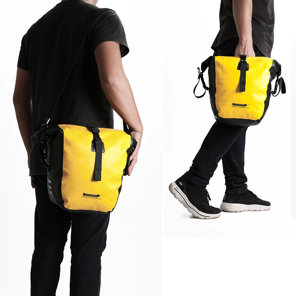 Rhinowalk 2Pcs Double Side Bike Bag 100%Waterproof Bicycle Pannier Saddle Bag 12L-15L Portable Road Bike Back Seat Bag Luggage