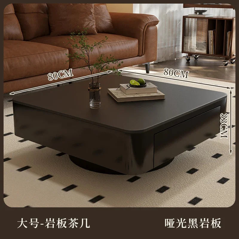 French retro light luxury rock slab coffee table small apartment living room home new square designer