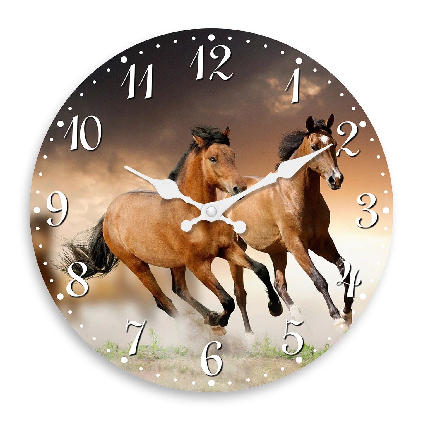Personalized Animal Horse Element Wooden Wall Clock Living Room Bedroom Kitchen Home Decoration Wall Clock Silent Quartz Clock Holiday Gift 11.2inch Inches 15.6inch Inches (Without Batteries)