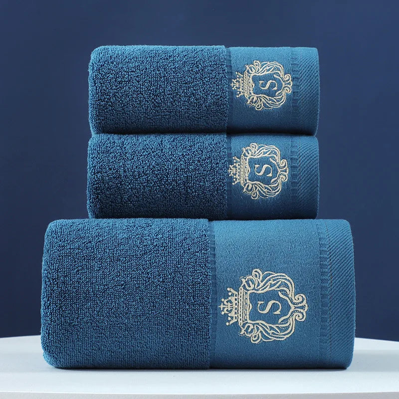 Set of 3 Cotton Bathroom Towels Sets 2pcs Hand Face Towel 35x75cm and 1pcs Big Bath Towels 70X140cm Washcloths Gift Towels 수건 세트