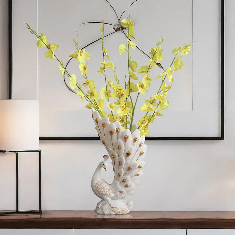Nordic Modern Art Peacock Decorative Vase Ornament for Living Room TV Cabinet Homestay Model Room Display Home Decor