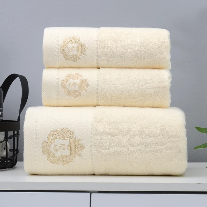 Set of 3 Cotton Bathroom Towels Sets 2pcs Hand Face Towel 35x75cm and 1pcs Big Bath Towels 70X140cm Washcloths Gift Towels 수건 세트