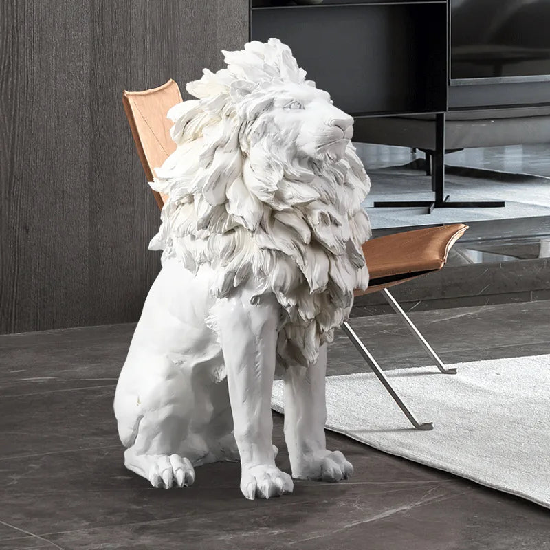 Golden Lion Statue Floor Home Decor Art Big Resin Sculpture New Year 2022 Indoor Large Luxury Ornament Sculpture Modern