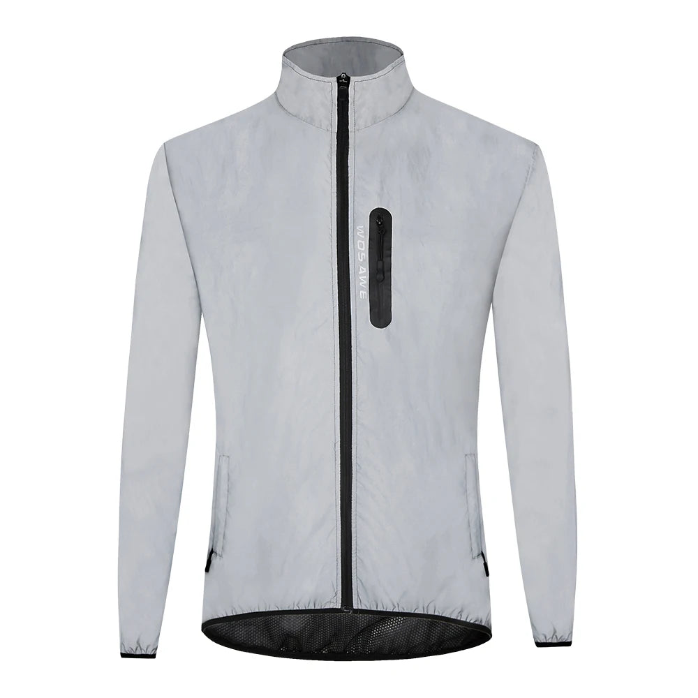 WOSAWE Ultralight Reflective Men Cycling Jacket Waterproof Riding Running Windbreaker Mix Of Fluorescent Coloured Silver Panels