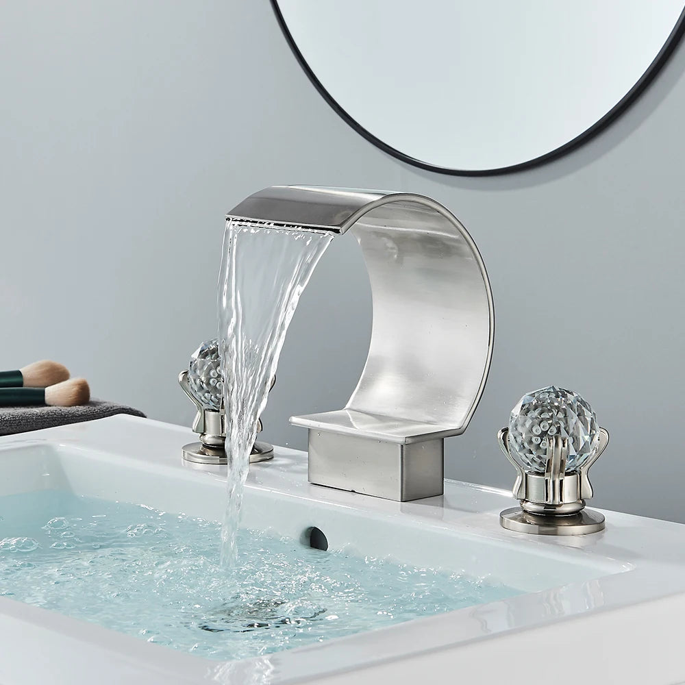 Uythner Bathroom Basin Crystal Faucet Bathtub Mixer Basin Sink Tap Wide Spout Waterfall Bath Hot And Cold Water Mixer Crane